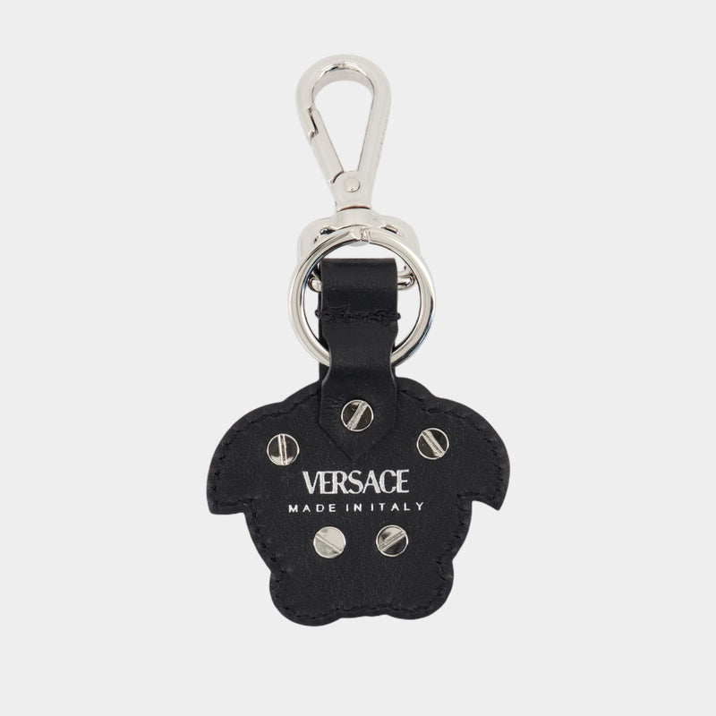 Porte Clé Charm - Versace - Cuir - Noir