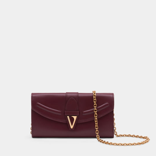 Wallet On Chain - Versace - Cuir - Bordeaux