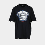 T-Shirt Jersey Greca Medusa Print - Versace - Coton - Noir
