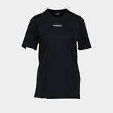 T-Shirt Writing Embroidery - Versace - Coton - Noir