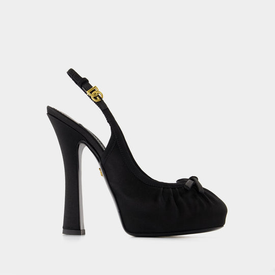 Escarpins Slingback - Dolce&Gabbana - Satin - Noir