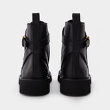 Bottines Vlogo Combat en Cuir Noir