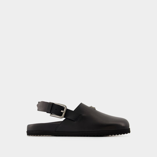 Sandales à Plaque Logo - Dolce&Gabbana - Cuir - Noir