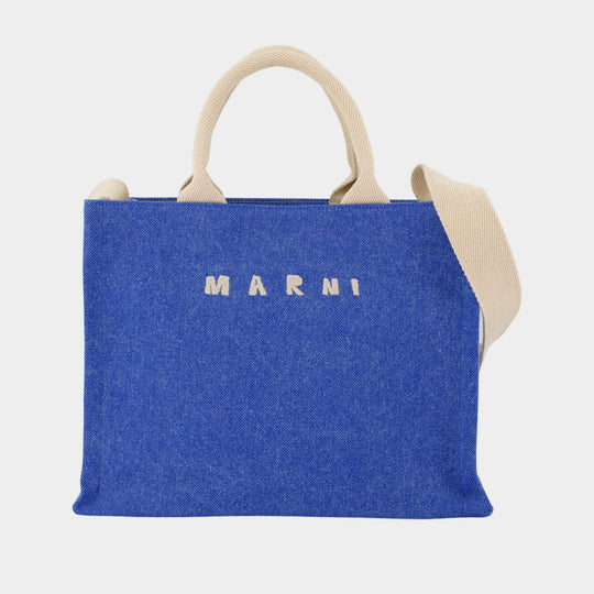 Sac À Bandoulière Small - Marni - Coton - Bleu
