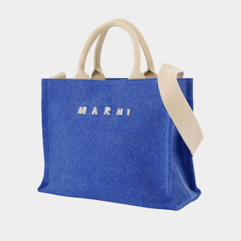 Sac À Bandoulière Small - Marni - Coton - Bleu