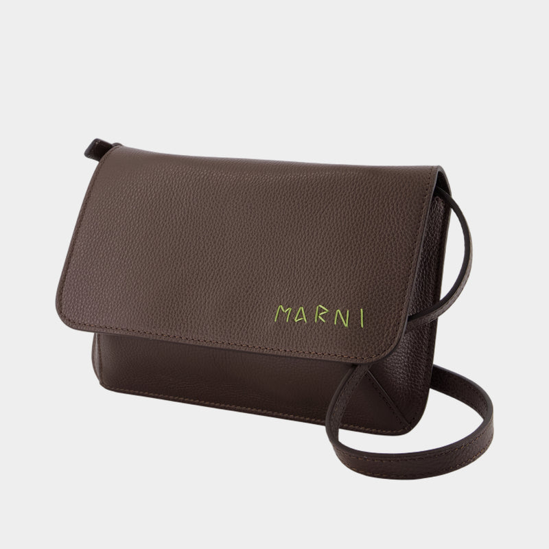 Sac À Bandoulière - Marni - Cuir - Marron