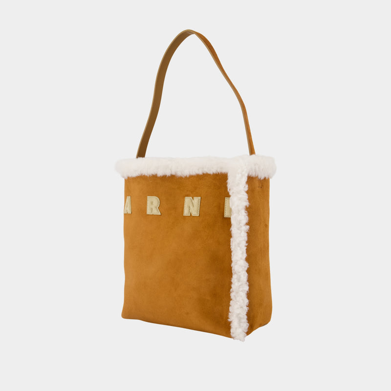 Cabas Museo Mini - Marni - Cuir - Marron