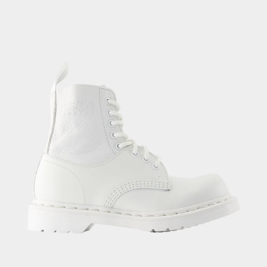 Bottines 1460 8-Eye No Steel Toe - MM6 Maison Margiela x Dr Martens - Cuir - Blanc
