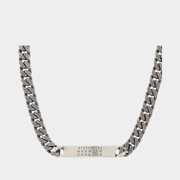 Collier Minimal Logo Id Tag - MM6 Maison Margiela - Métal - Argenté