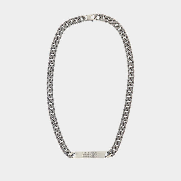 Collier Minimal Logo Id Tag - MM6 Maison Margiela - Métal - Argenté