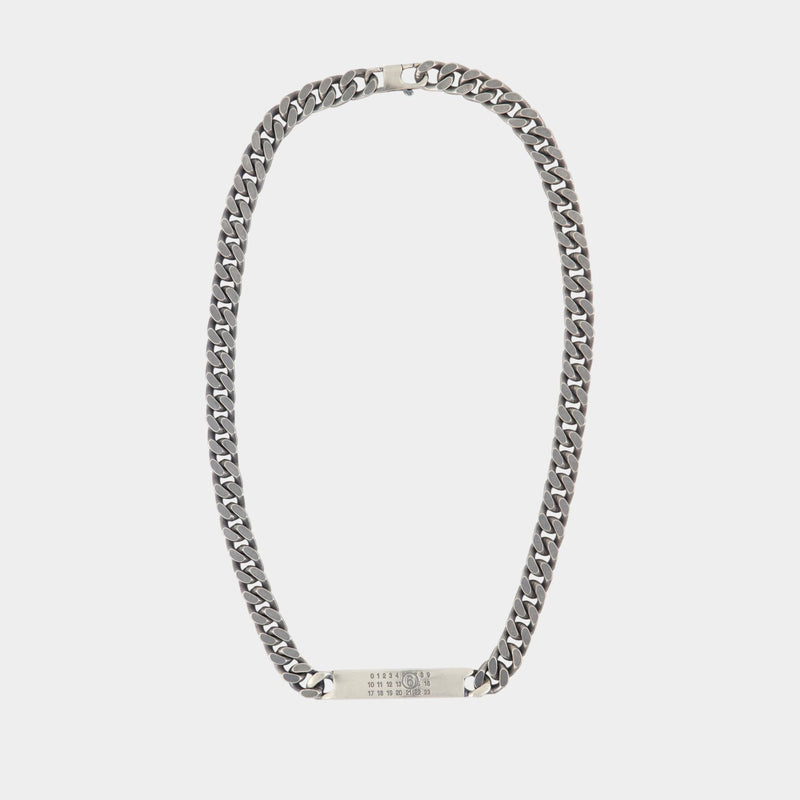 Collier Minimal Logo Id Tag - MM6 Maison Margiela - Métal - Argenté