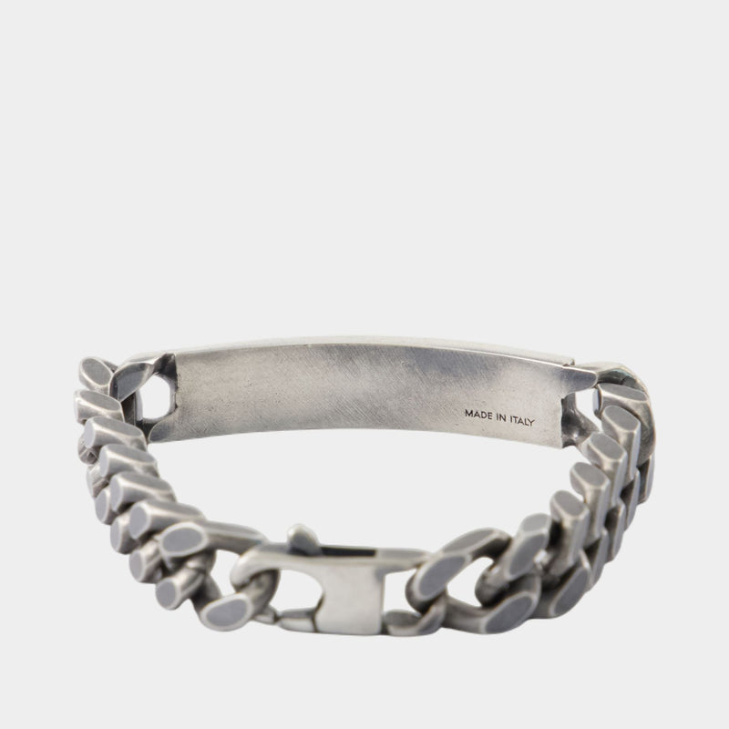 Bracelet Minimal Logo Id Tag - MM6 Maison Margiela - Métal - Argenté