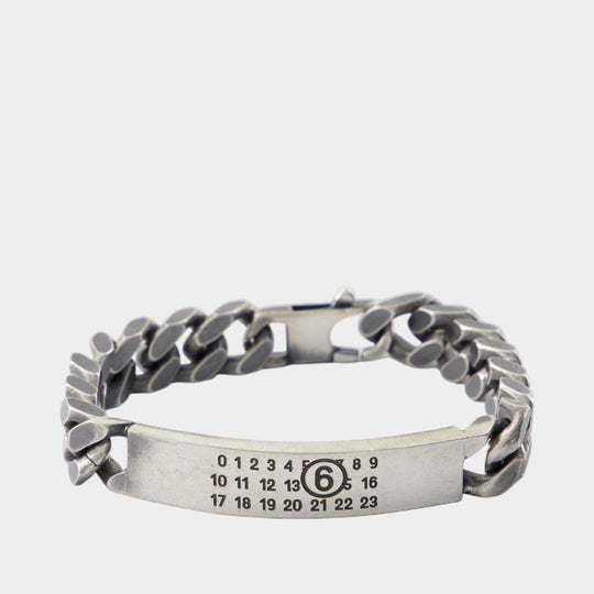 Bracelet Minimal Logo Id Tag - MM6 Maison Margiela - Métal - Argenté