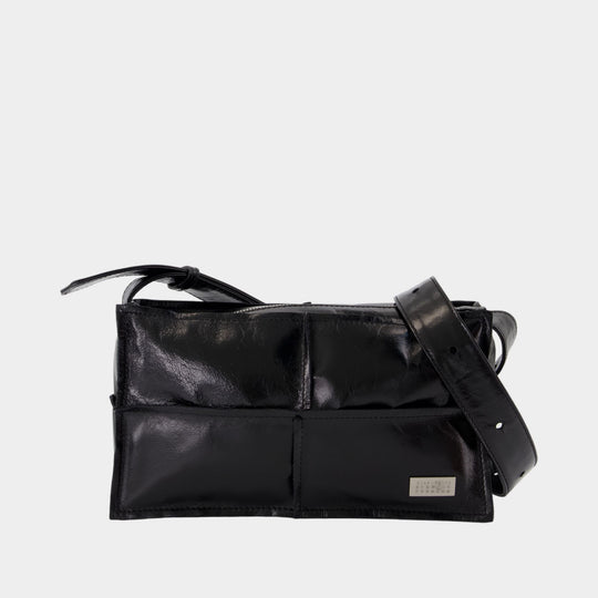 Sac À Bandoulière Top Handle Mini - MM6 Maison Margiela - Cuir - Noir