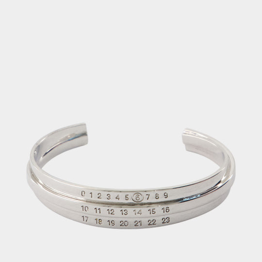 Bracelet Enamel Logo Cuff - MM6 Maison Margiela - Métal - Argenté