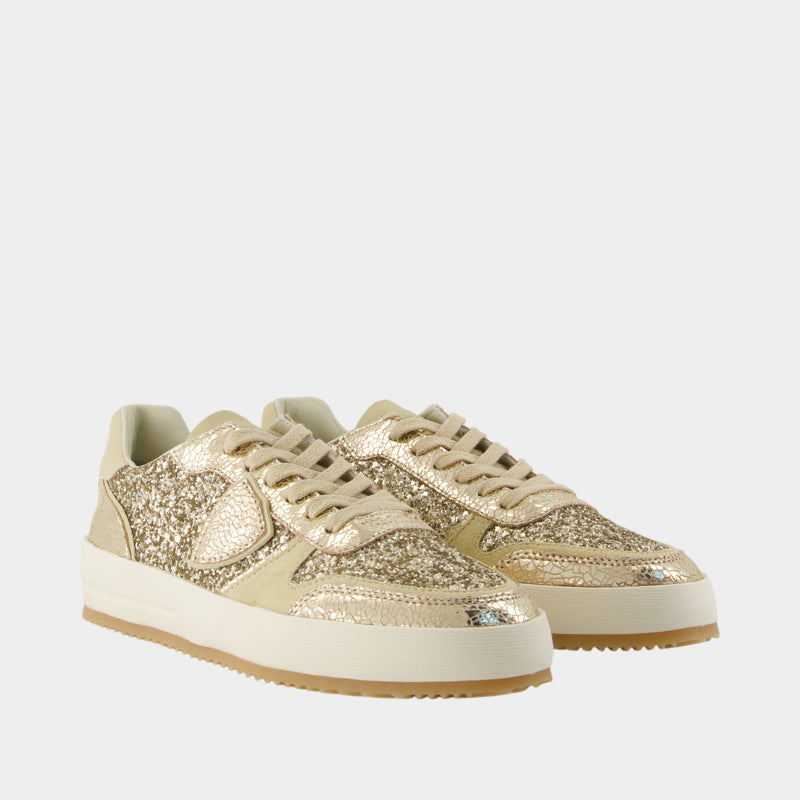 Sneakers Nice Low Woman - Philippe Model - Cuir - Doré