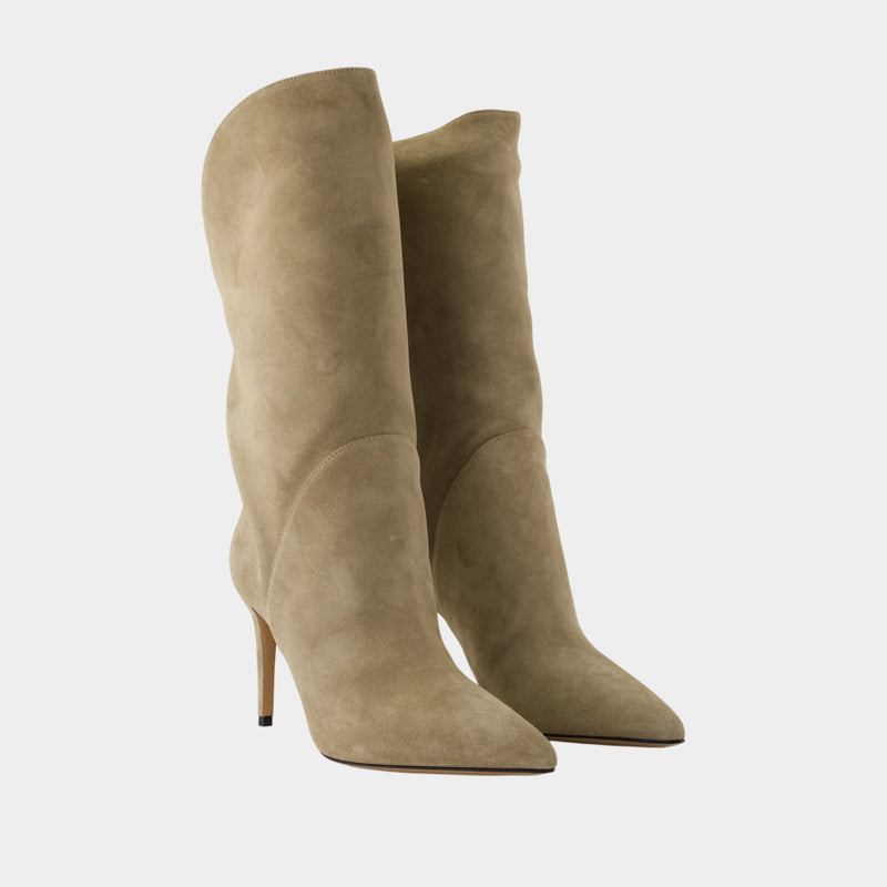 Bottes Gaia Midcalf 85 - Paris Texas - Cuir - Beige