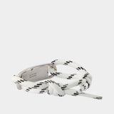 Bracelet Plate - Balenciaga - Métal - Argenté/Blanc
