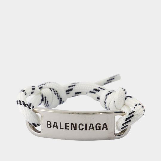 Bracelet Plate - Balenciaga - Métal - Argenté/Blanc