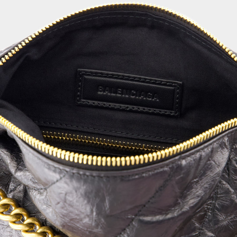 Sac Porté Épaule Crush Small - Balenciaga - Cuir - Noir