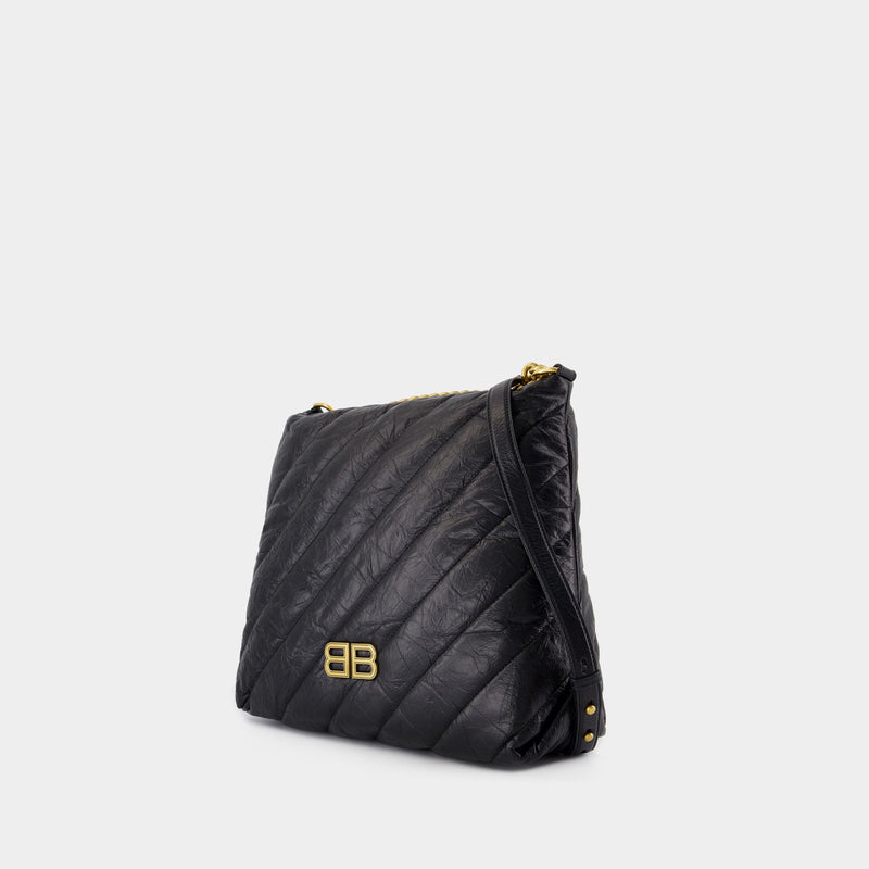 Sac Porté Épaule Crush M - Balenciaga - Cuir - Noir