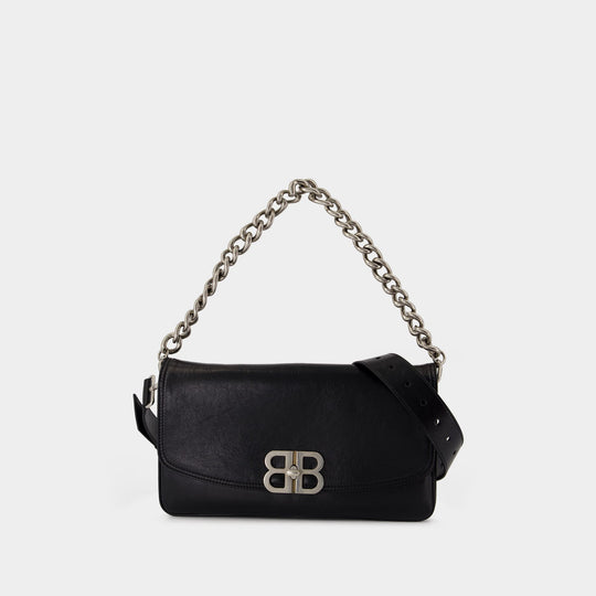 Sac À Main Bb Soft Flap Medium - Balenciaga - Cuir - Noir