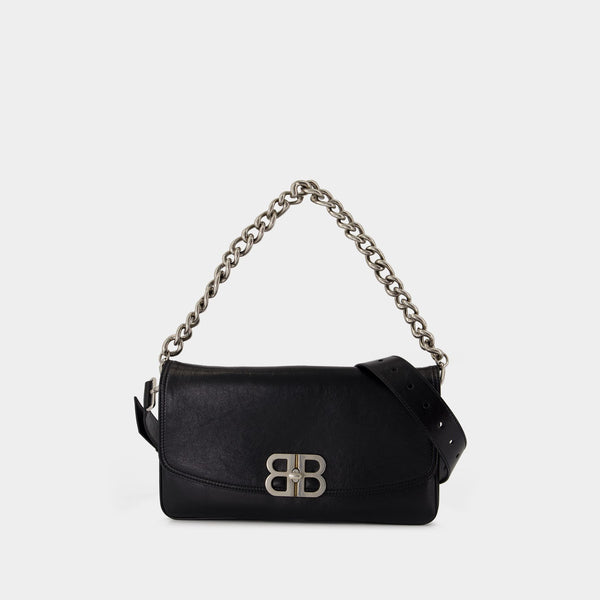 Sac À Main Bb Soft Flap Medium - Balenciaga - Cuir - Noir