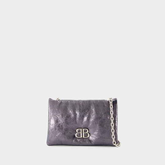 Sac Porté Épaule Monaco - Balenciaga - Cuir - Gris