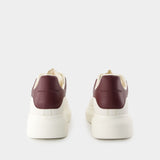 Sneakers Oversize - Alexander McQueen - Cuir - Blanc/Bordeaux