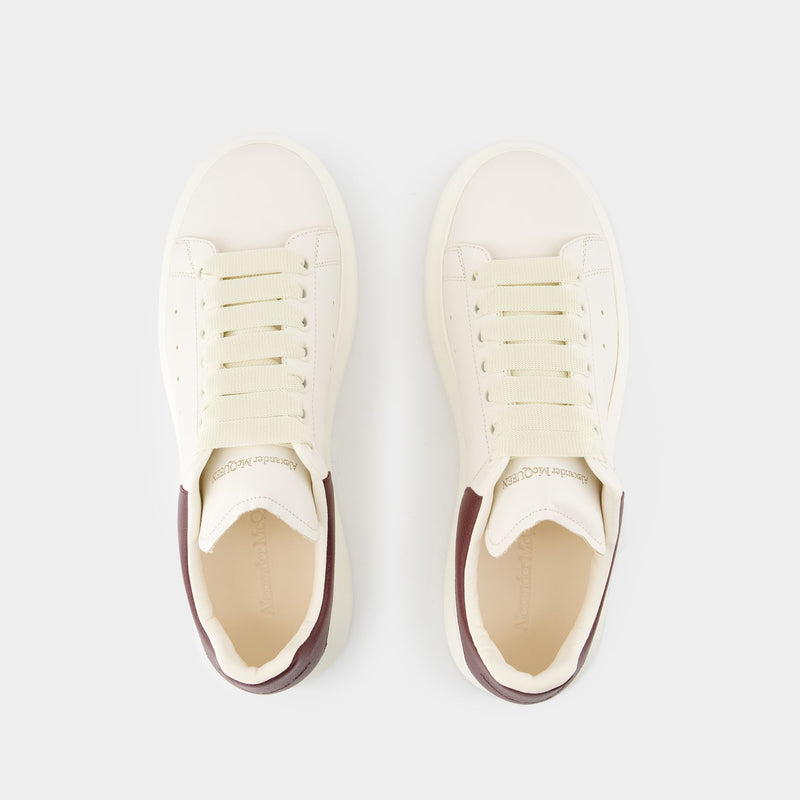 Sneakers Oversize - Alexander McQueen - Cuir - Blanc/Bordeaux