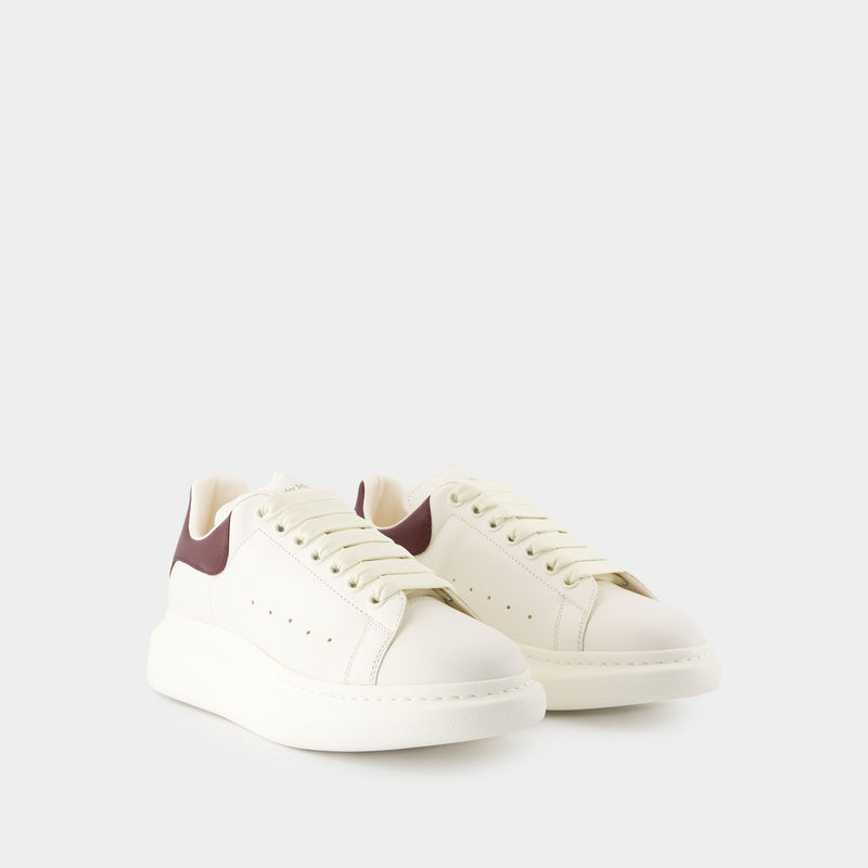 Sneakers Oversize - Alexander McQueen - Cuir - Blanc/Bordeaux