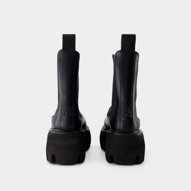 Bottines Rubber - Alexander McQueen - Cuir - Noir