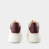 Sneakers Oversize - Alexander McQueen - Cuir - Blanc/Bordeaux