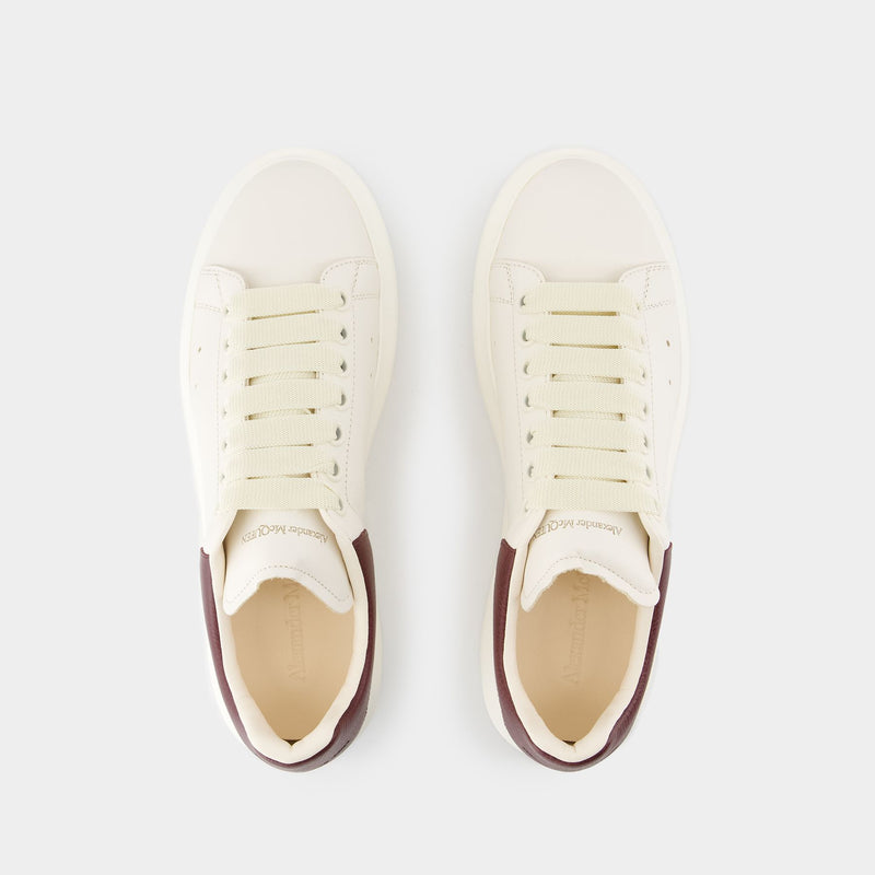 Sneakers Oversize - Alexander McQueen - Cuir - Blanc/Bordeaux