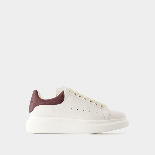 Sneakers Oversize - Alexander McQueen - Cuir - Blanc/Bordeaux