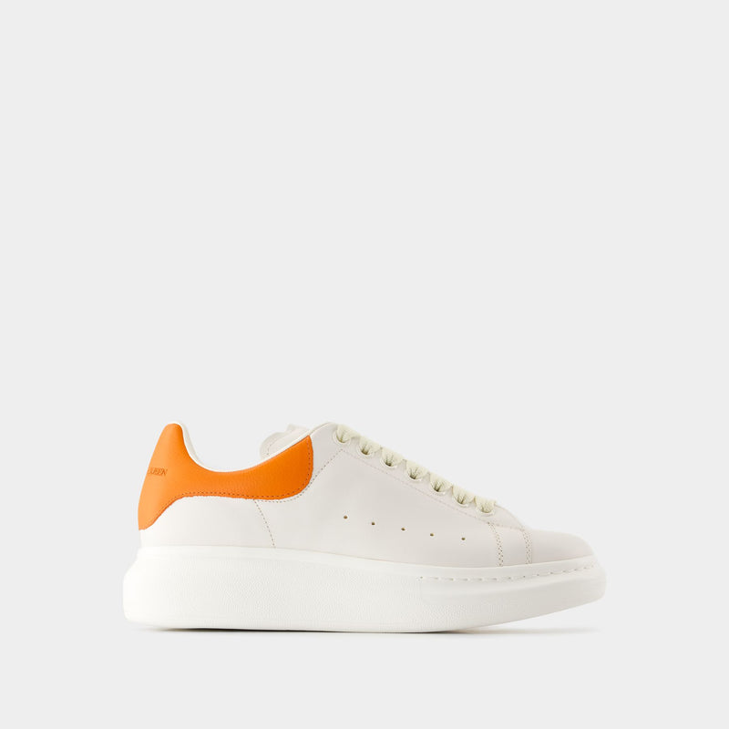 Sneakers Oversize - Alexander McQueen - Cuir - Blanc/Orange