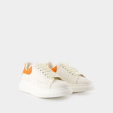 Sneakers Oversize - Alexander McQueen - Cuir - Blanc/Orange