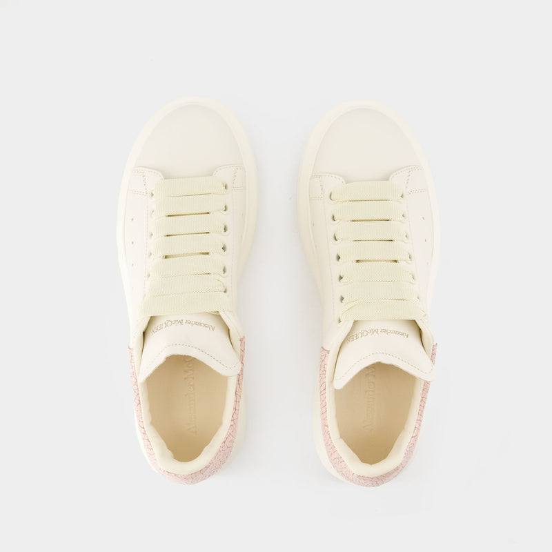 Sneakers Oversize - Alexander McQueen - Cuir - Blanc/Rose