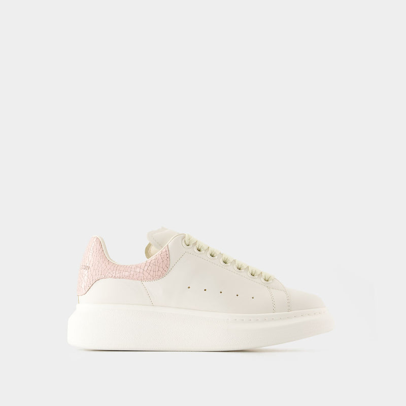 Sneakers Oversize - Alexander McQueen - Cuir - Blanc/Rose