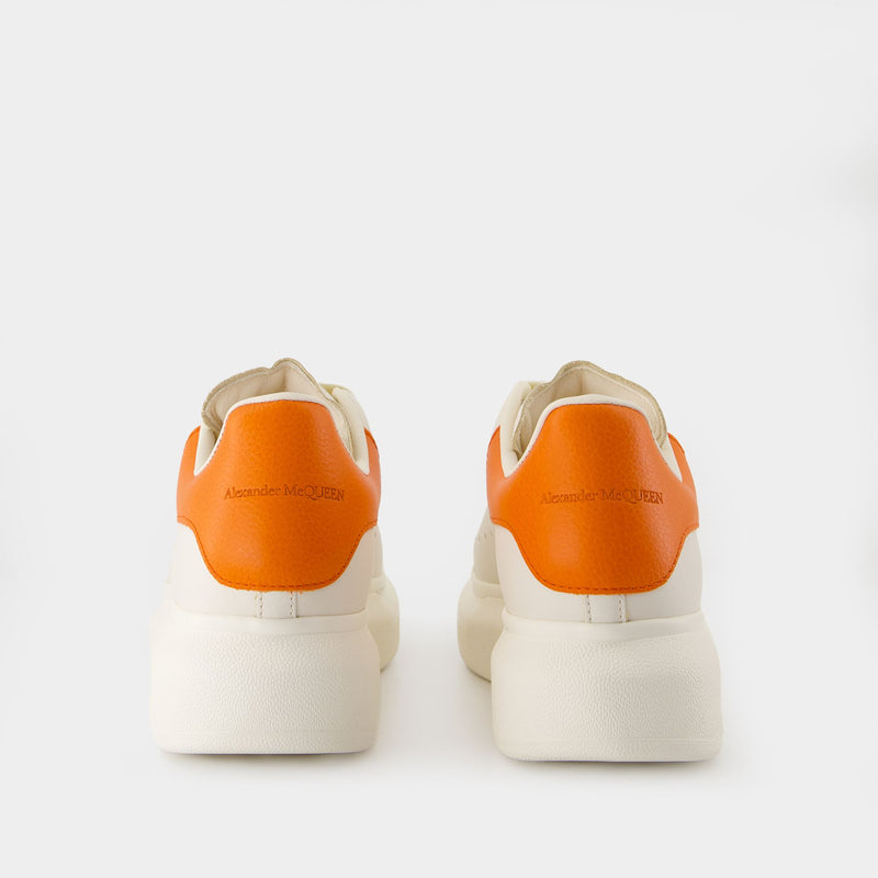 Sneakers Oversize - Alexander McQueen - Cuir - Blanc/Orange