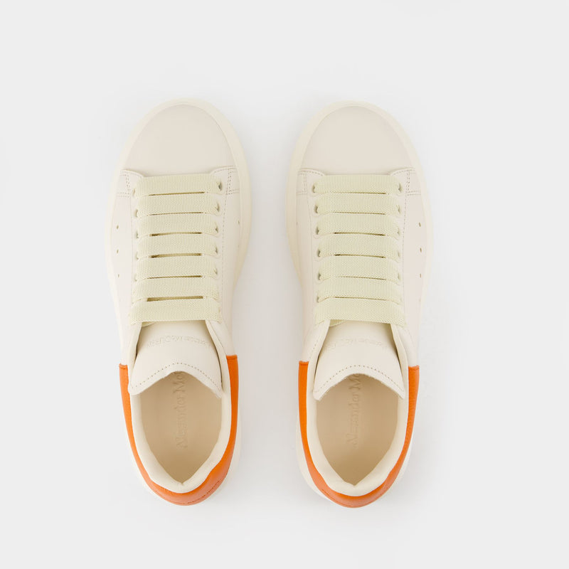 Sneakers Oversize - Alexander McQueen - Cuir - Blanc/Orange