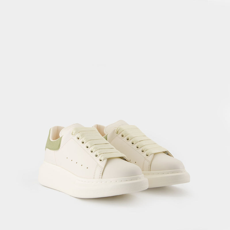 Sneakers Oversize - Alexander McQueen - Cuir - Blanc/Vert