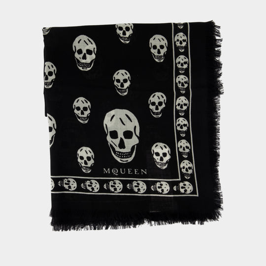 Écharpe Skull - Alexander McQueen - Soie - Noir