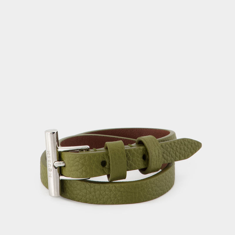 Bracelet Cross-Bar - Alexander McQueen - Cuir - Vert