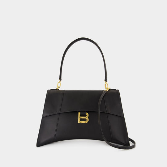 Sac À Main Hourglass Soft Medium - Balenciaga - Cuir - Noir