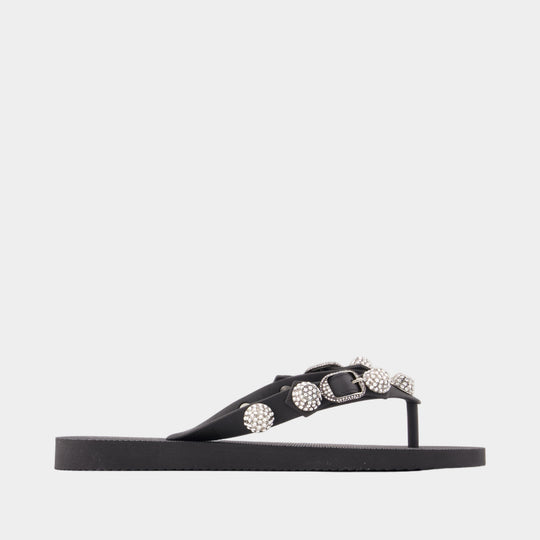 Sandales Cagole Thong - Balenciaga - Strass - Noir