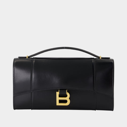 Pochette Hourglass - Balenciaga - Cuir - Noir