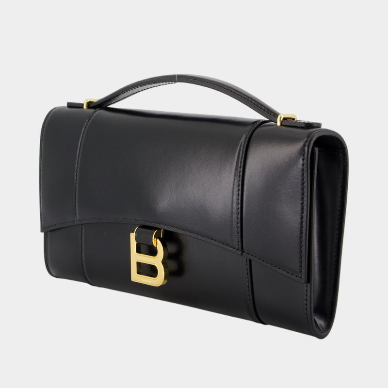 Pochette Hourglass - Balenciaga - Cuir - Noir