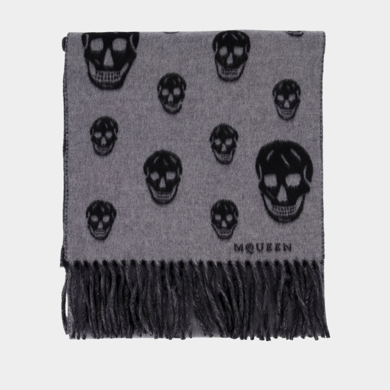 Écharpe Sc Double Faced Skull - Alexander McQueen - Laine - Gris