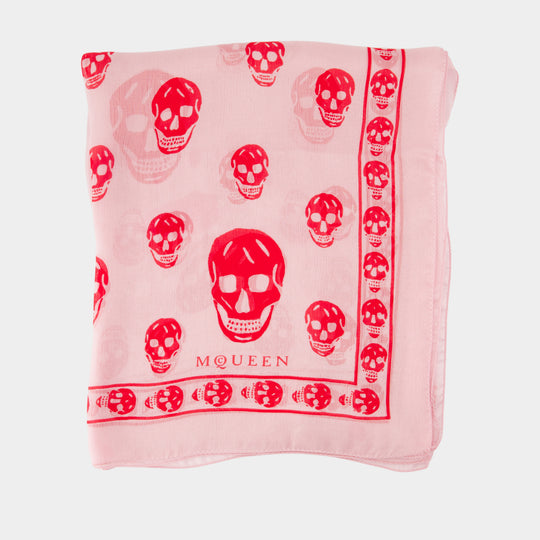 Écharpe Skull - Alexander McQueen - Soie - Rose